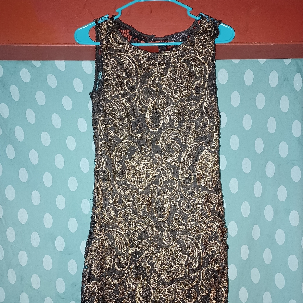 Love Culture Large Lace Black and Gold dress with open back